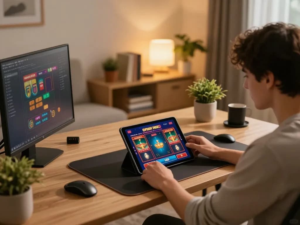 Engaging in online casino gaming with the 8day app on a tablet at home