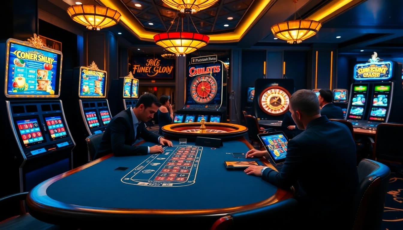 Engaging poker action at https://mm88.moe/ casino, showcasing strategic gameplay and vibrant slot machines.