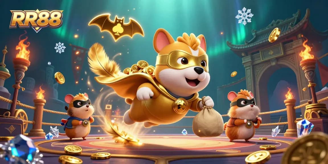 Join the action with RR88's captivating gaming scene led by a superhero dog and friends.