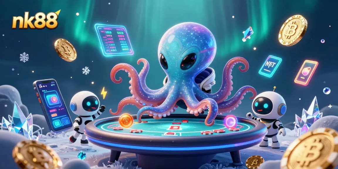 Experience thrilling poker action with nk88 in a vibrant alien casino setting.