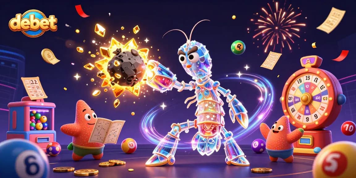 Engage with debet gaming excitement through a vibrant 3D illustration featuring a galactic samurai and lottery elements.