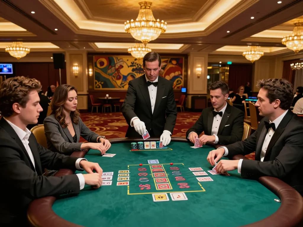 Players engaging in an intense blackjack game at B52 casino, showcasing strategic betting and excitement
