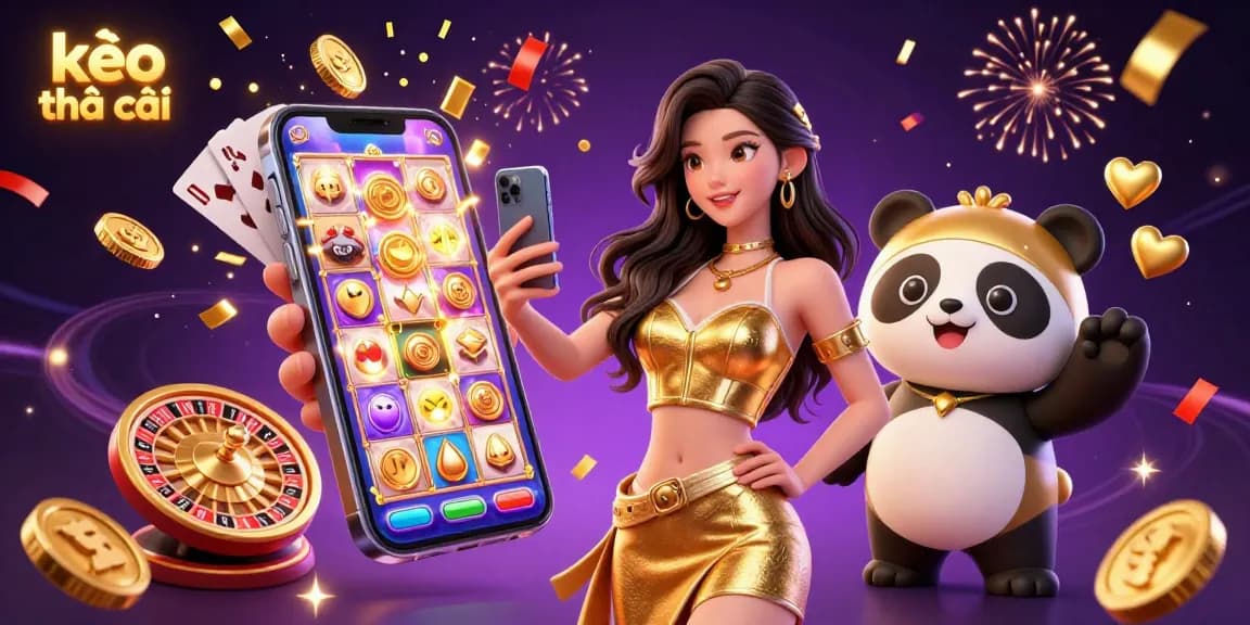 Engage with kèo nhà cái through an exciting illustration of a casino moment with games and confetti.