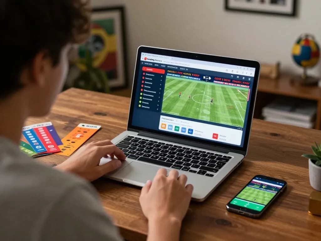 Engaging sports betting scene highlighting keobongda odds on a laptop, reflecting live action excitement.