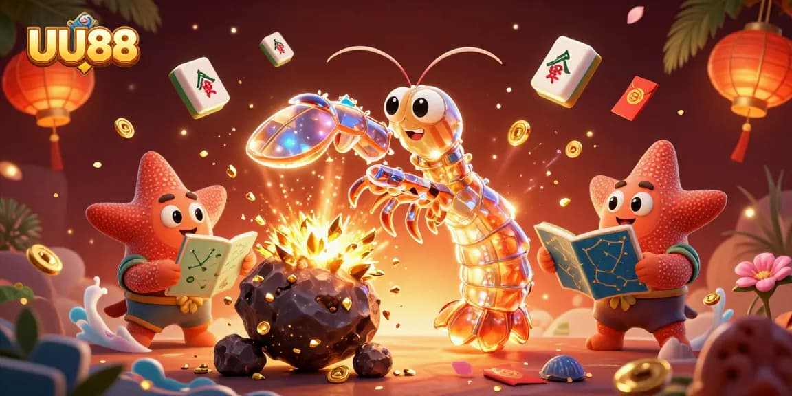 UU88 players enjoying the excitement of casino games as vibrant characters engage with thrilling elements of luck and strategy.