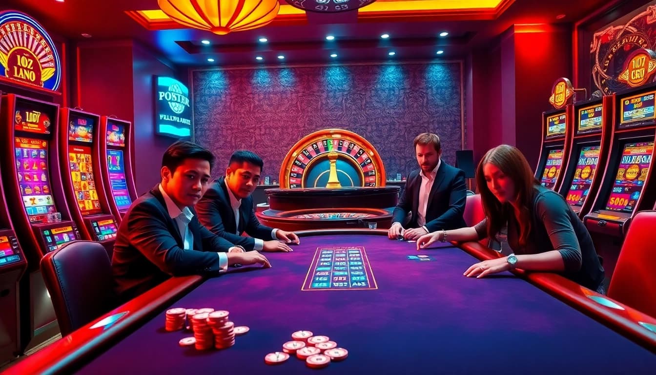 Experience thrilling gameplay at https://xx88.promo/ with luxurious casino visuals featuring poker and slot machines.