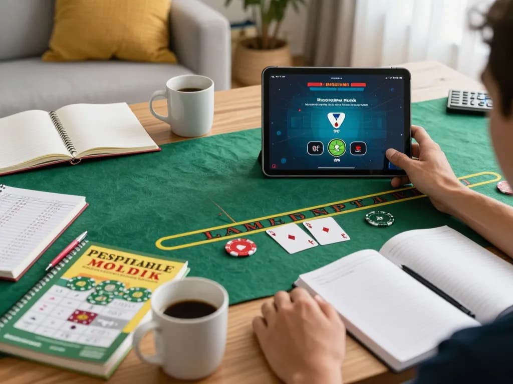 Player enjoying live dealer blackjack on 92slot.net in a cozy home setting with strategy guides.