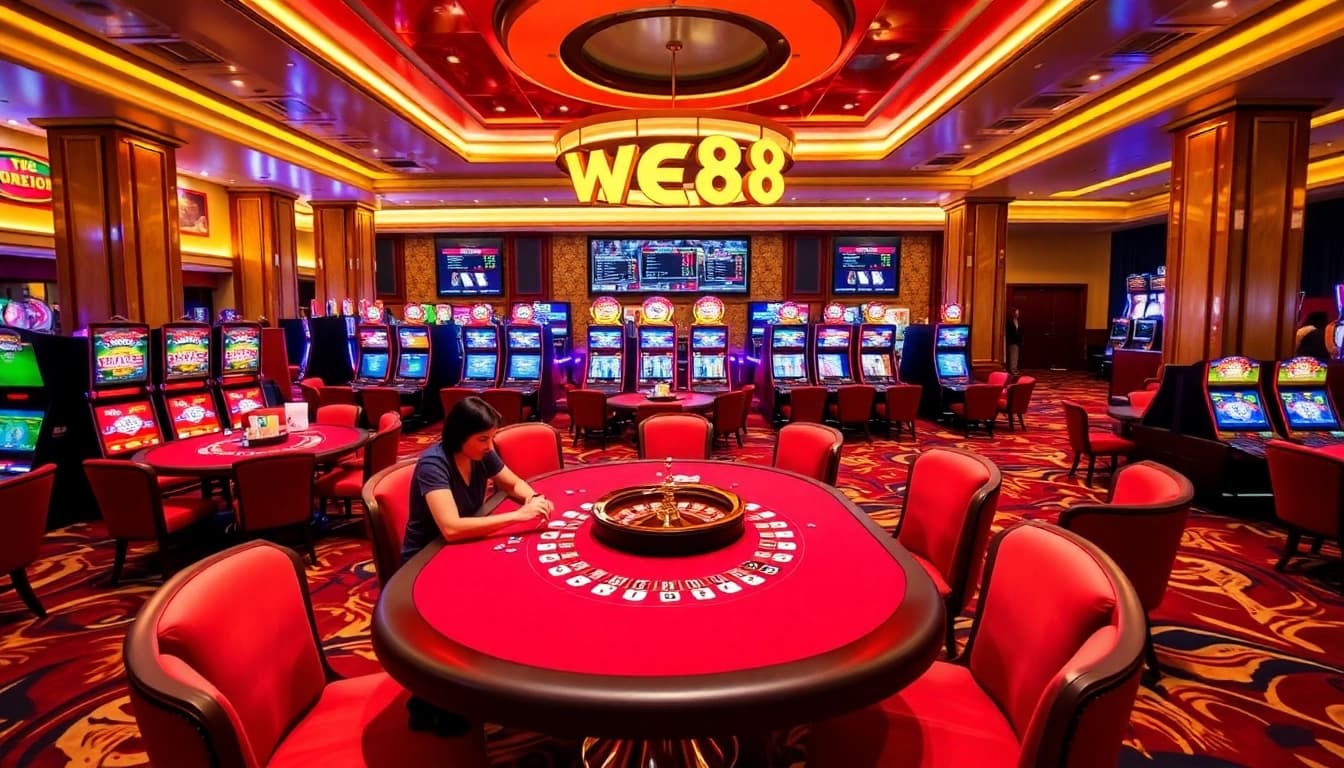 Experience the excitement of WE88 at a luxurious casino table with engaging players.
