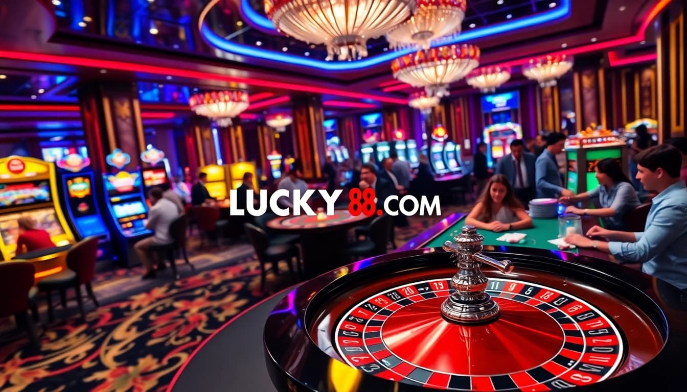 Engaged players enjoying the thrilling atmosphere at LUCKY88 COM casino gaming.