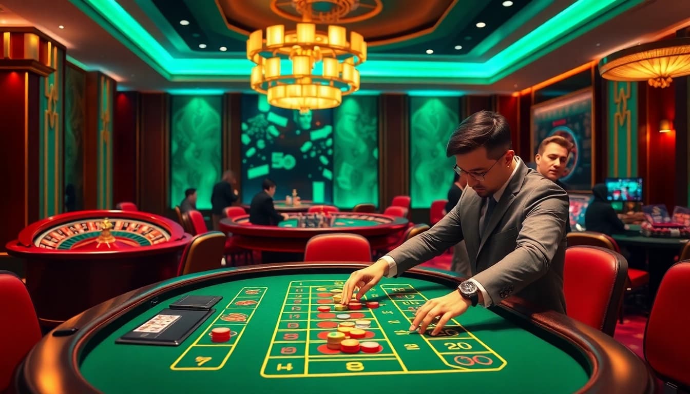Experience exciting gameplay in Tài xỉu MD5 at a luxurious online casino table setup.