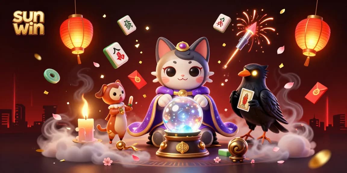 Experience winning thrills with sun win, illustrated by mystical characters in a dynamic casino ambiance.