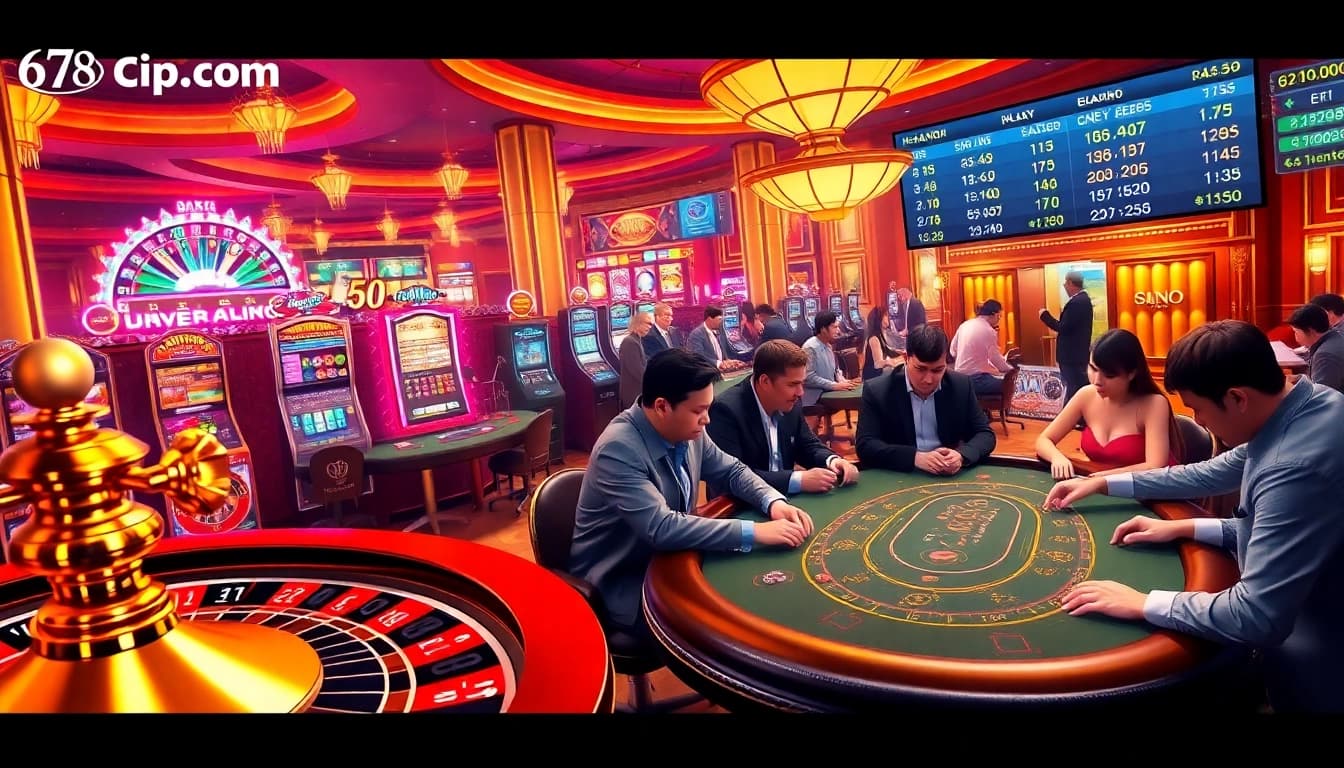 Experience the excitement of 678vip.com with vibrant casino tables and gaming action, offering thrilling chances to win.