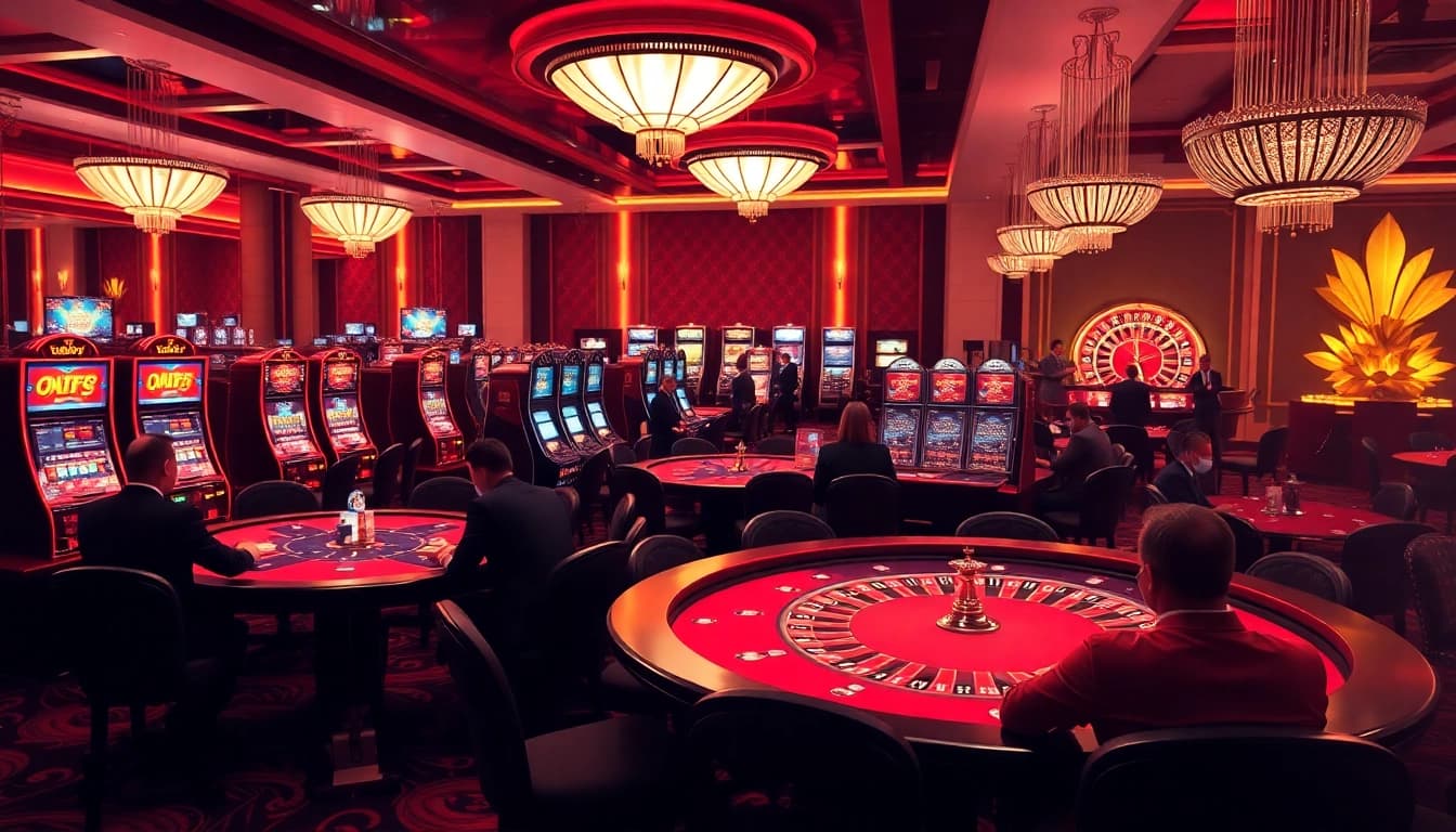 Exciting gaming atmosphere at Nhà Cái 68VIP with players enjoying poker and roulette.