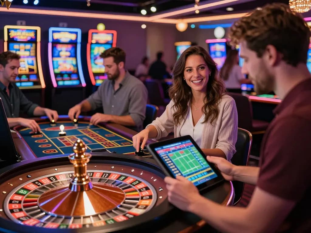 Exciting online gaming scene at 33 win casino with players enjoying roulette and sports betting.