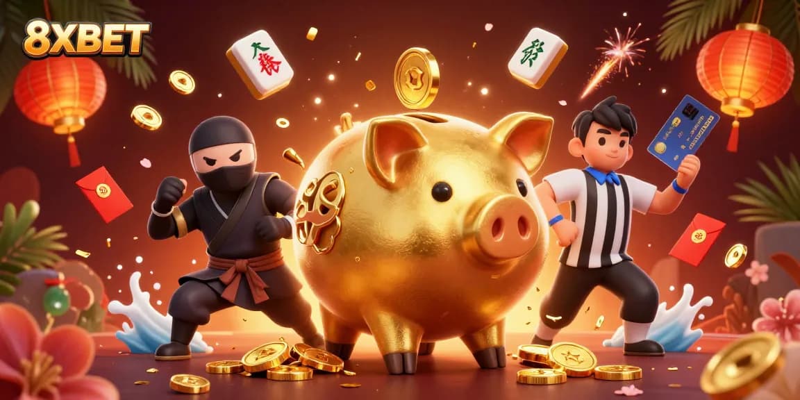 Experience thrilling moments with 8XBET’s vibrant 3D casino illustration featuring dynamic action and winning energy.
