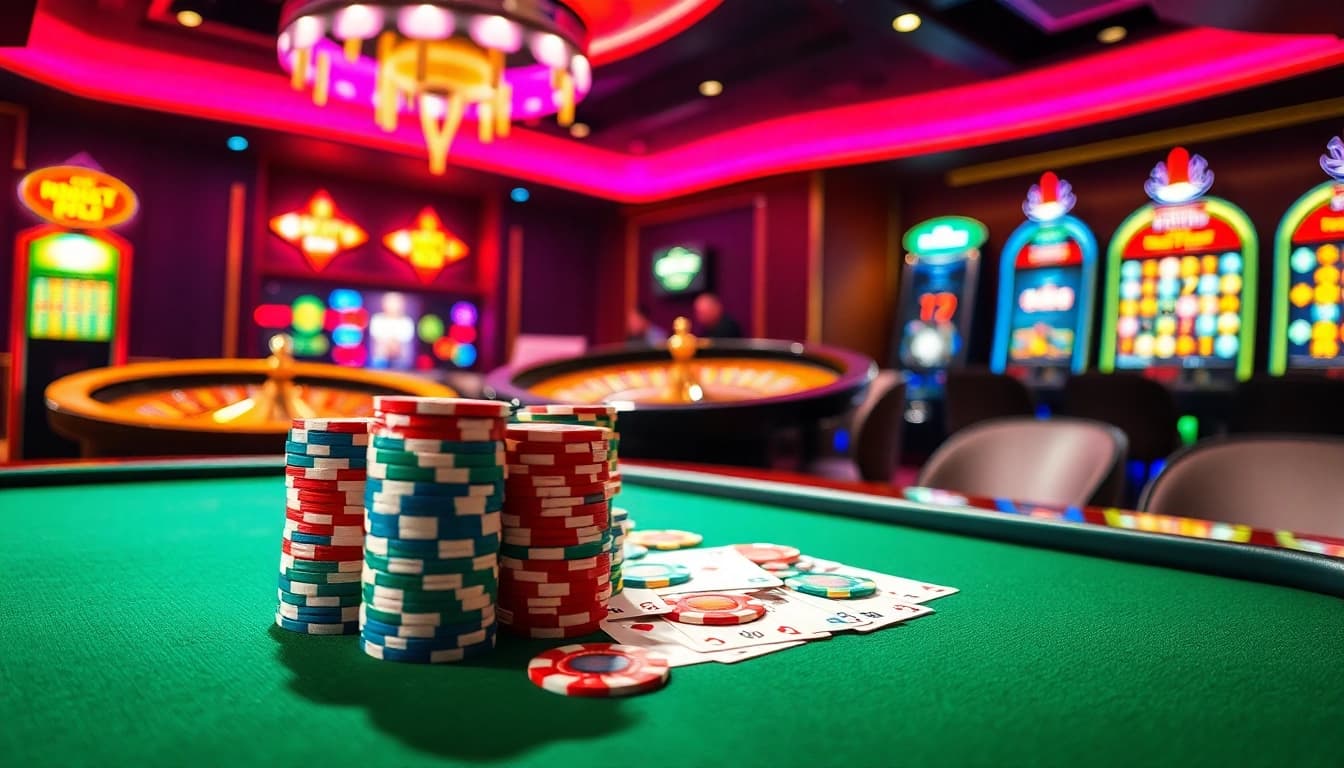 Experience the thrill of an 8k bet at a bustling casino table with vibrant poker chips and roulette.