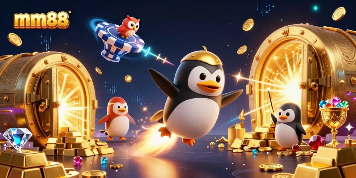 Win big at mm88 with vibrant 3D casino illustration showcasing thrilling gaming experiences and treasures.