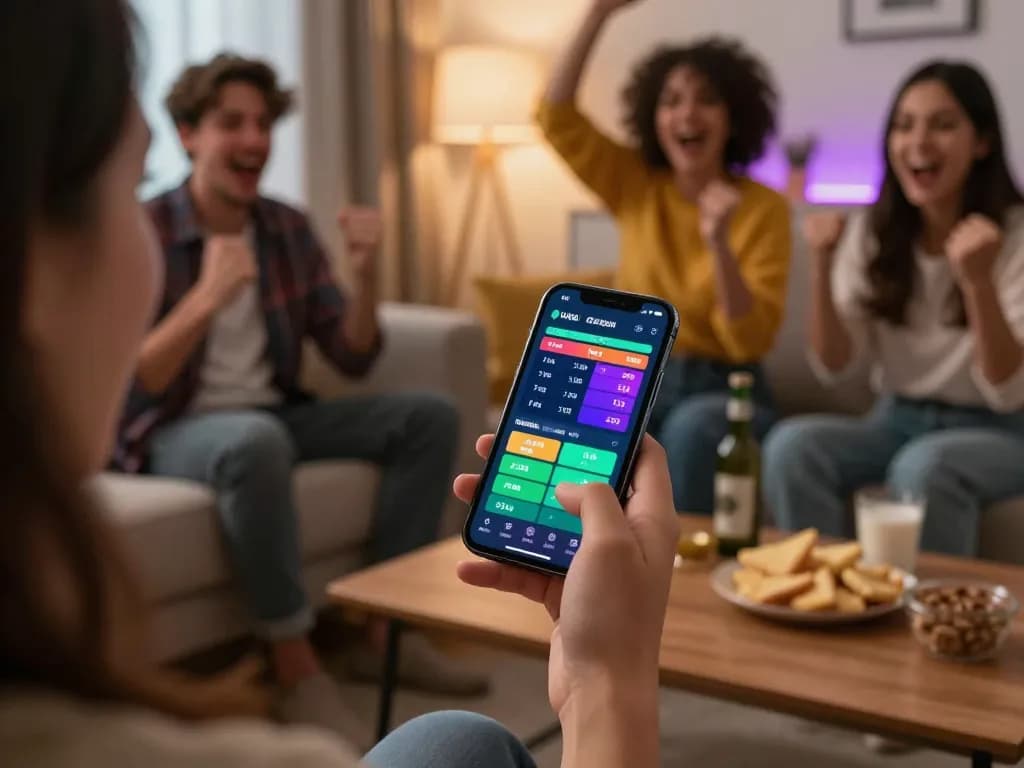 va88 betting excitement captured as a player interacts with a sports betting app on mobile device