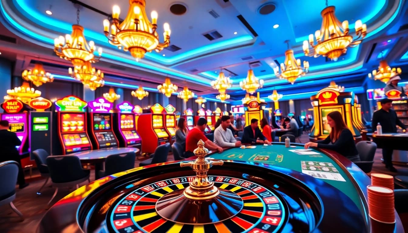Engage in thrilling gambling experiences at Trang chu daga with vibrant poker tables and slot machines.