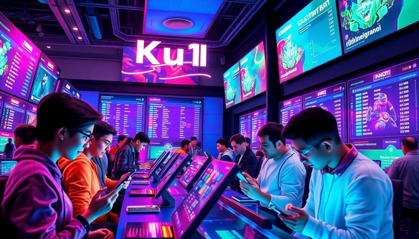 Online gaming experience at Ku11 with vibrant interfaces and diverse players engaged in bets.
