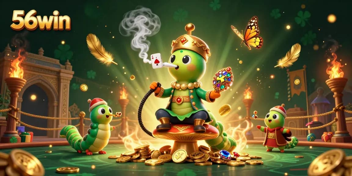 Engage with 56win's thrilling gambling scene featuring colorful characters and dynamic casino elements.