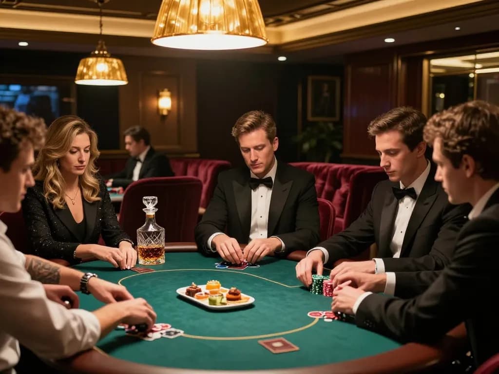 Players strategizing in a luxurious poker game at tg887, experiencing high stakes excitement.