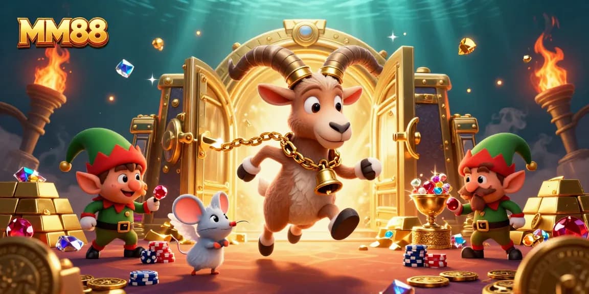 MM88 offers an engaging gaming experience with festive characters in a vibrant casino atmosphere, enhancing your betting adventure.