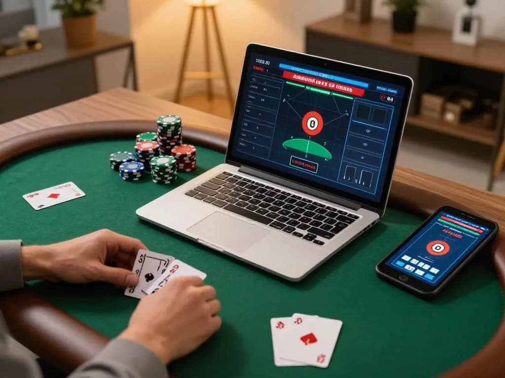 Experience strategic poker gameplay online with 9BET in a stylish home setting.