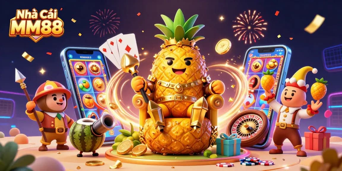 Experience the thrill of gambling with Nhà Cái MM88 featuring vibrant characters and exciting game elements in a dynamic casino scene.