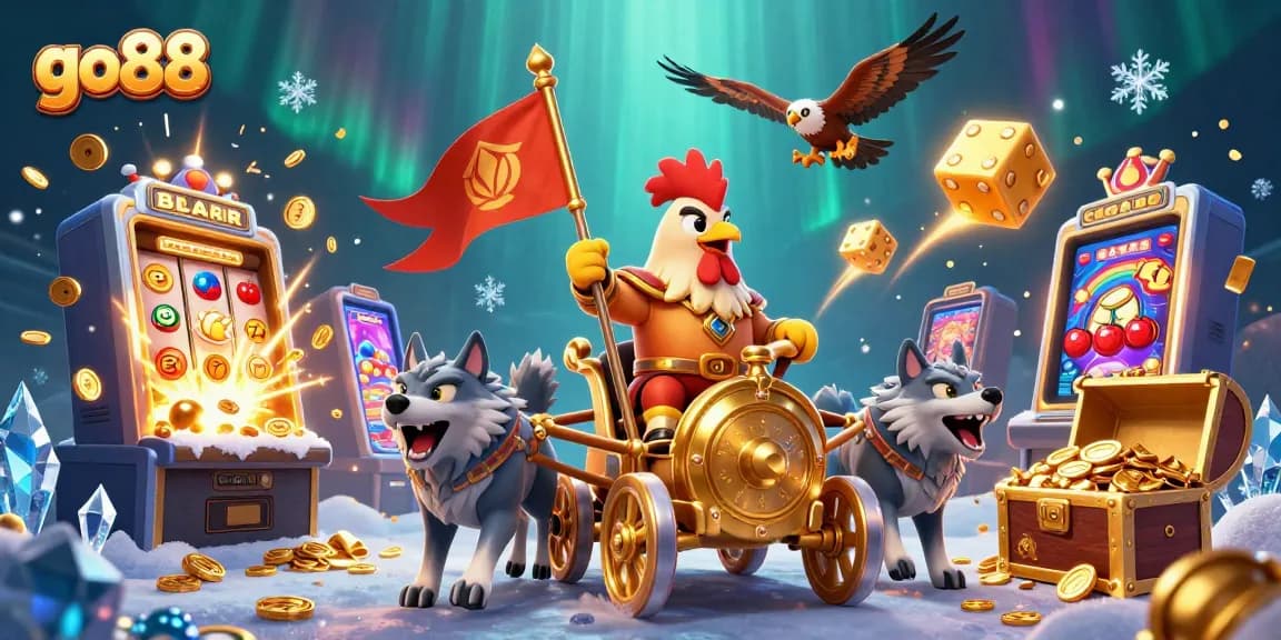 Spin the reels and unleash jackpots with go88's vibrant 3D casino digital illustration!