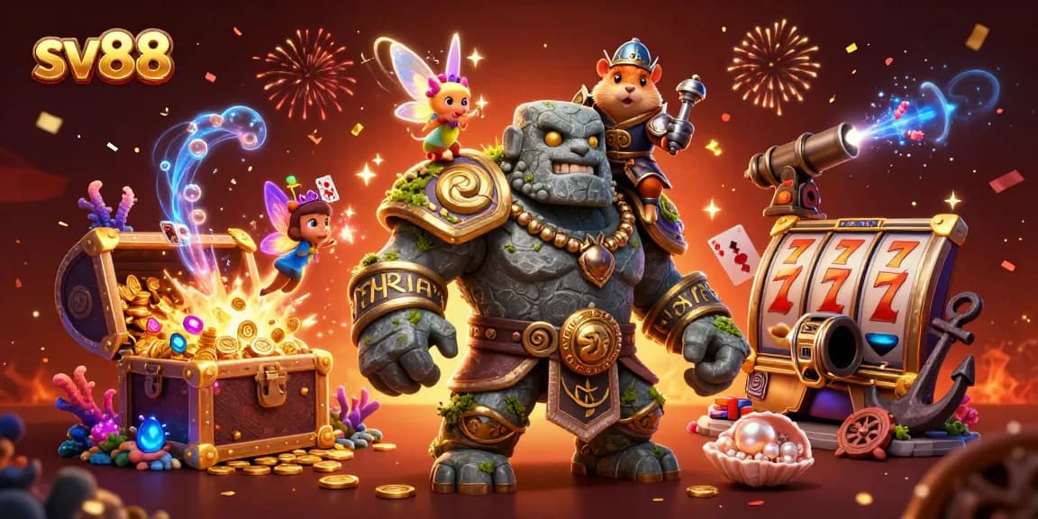 Engage in thrilling sv88 gaming with a dynamic scene of a fantasy adventure in a casino setting.