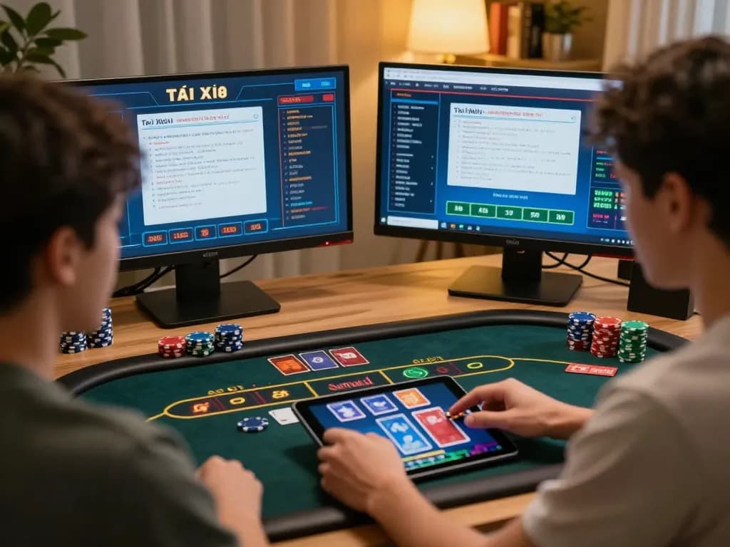Tài Xỉu Sunwin gameplay on a tablet showcasing strategic betting decisions in an online environment.
