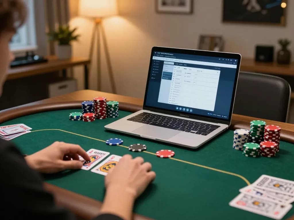 Daga players strategizing in an online poker game with vibrant chips and cards visible