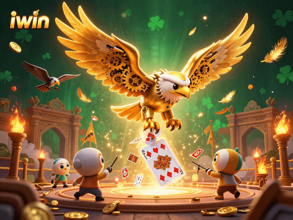 Experience the thrill of iwin's gaming with golden imagery and dynamic casino elements.