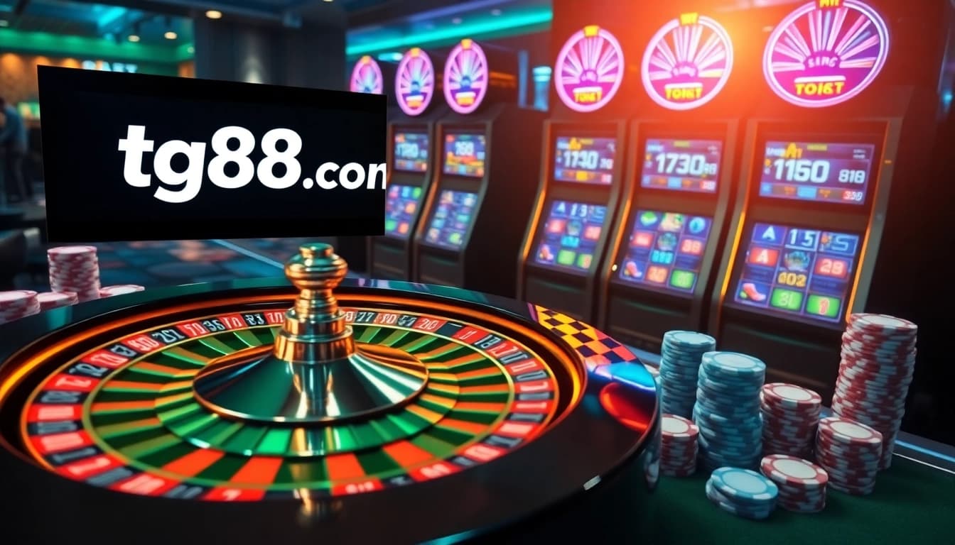 Engaging roulette spin with poker chips and digital sportsbook interface featuring tg88.com bets