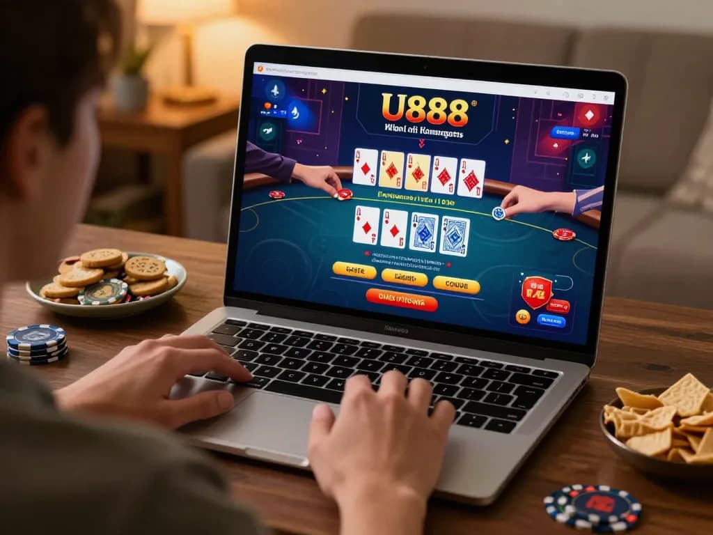 Players enjoying strategic blackjack at U888's online platform with engaging interface