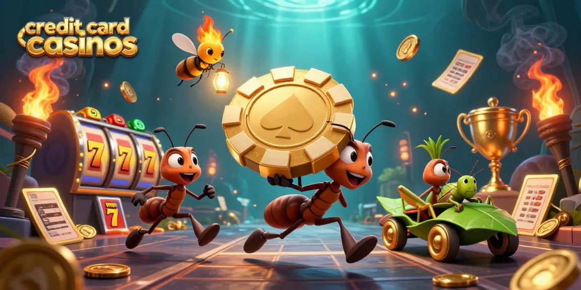 Catch the excitement at credit card casinos with a dynamic heist performed by 3D cartoon ants.