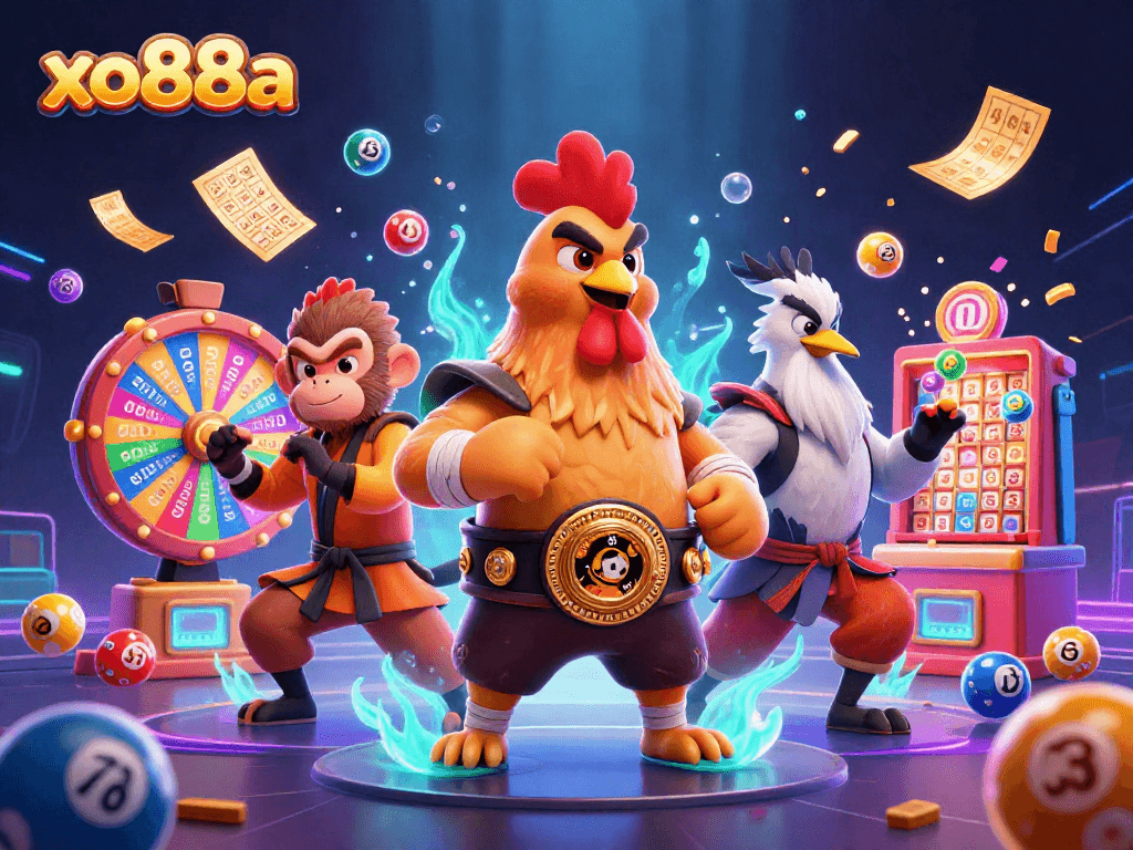 Win big at xo88a with an action-packed scene of vibrant lottery excitement!