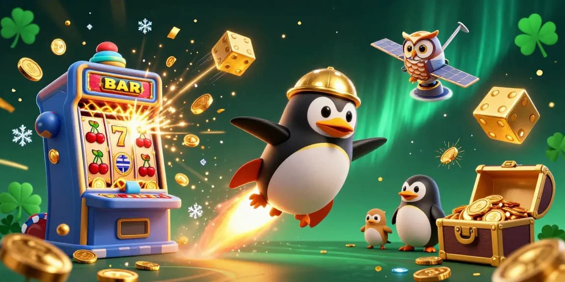 Experience winning at LUCKYWIN with a vibrant 3D casino scene featuring dynamic elements and games.