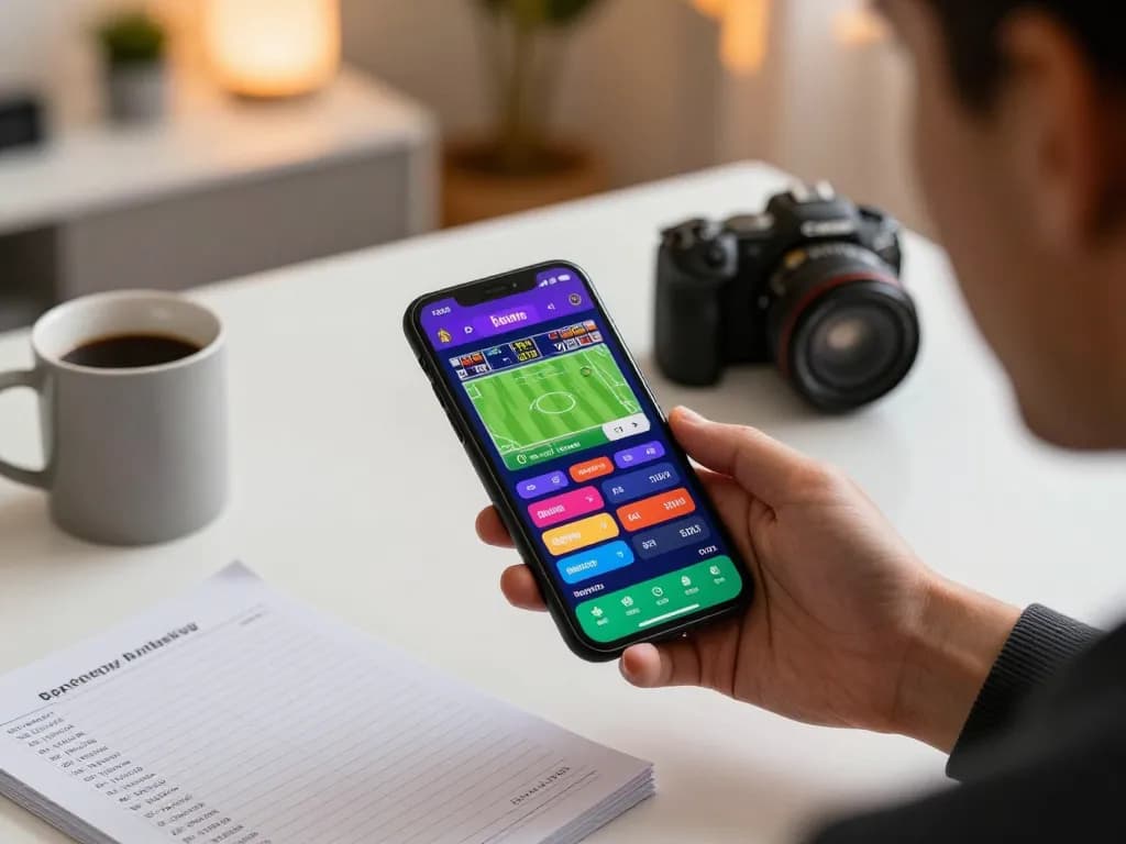 Person using https://www.mnm88.com/ sports betting app engagingly while analyzing odds and strategies