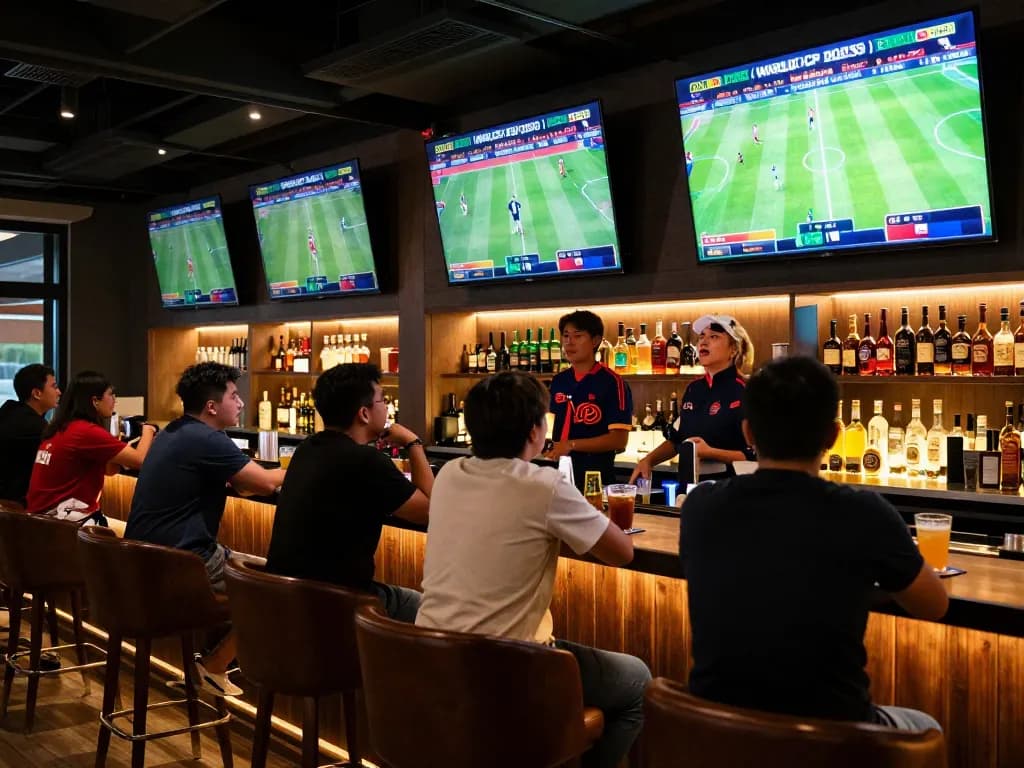 Place bets at Bongdalu's dynamic sports betting lounge with lively atmosphere and live games displayed