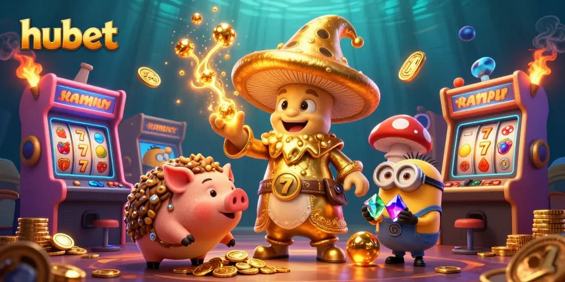 Bet on hubet with enchanting slot magic and golden treasures in this vibrant scene.