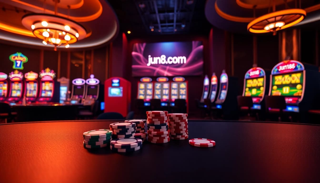Experience thrilling gameplay at jun88.com with vibrant slot machines and a luxurious atmosphere.