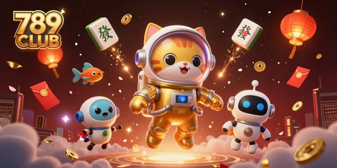 Experience the excitement of 789 CLUB's vibrant online casino with dynamic 3D illustrations and engaging game elements.