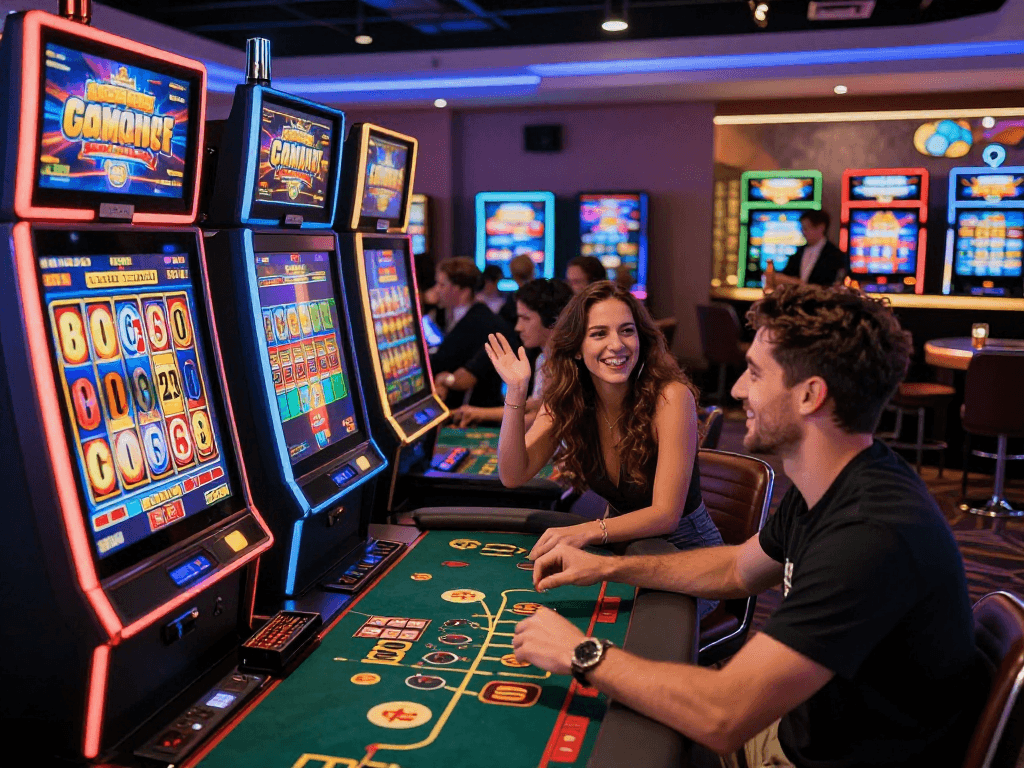 Players enjoying games at vibrant casinos not on gamstop, showcasing excitement and variety.