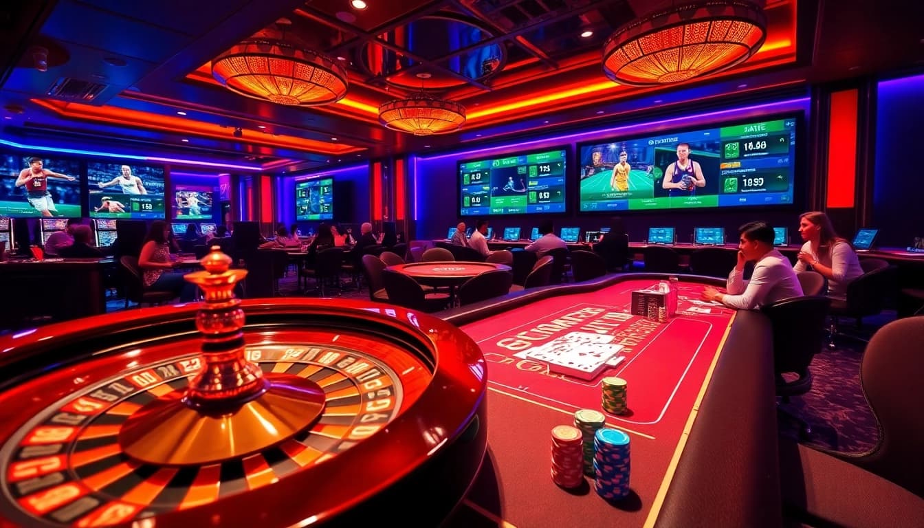 Experience the excitement of gambling at ax88 with vibrant casino tables and enthusiastic players.