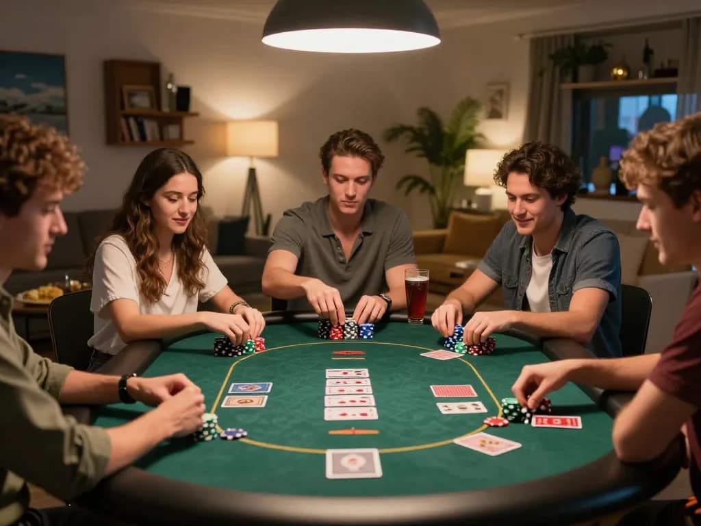 Players enjoying a poker game at home while using one88 for strategic insights and bankroll management