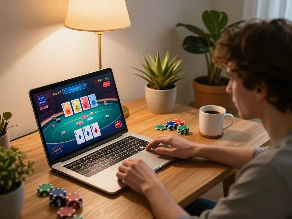 Engaging online gaming experience at home featuring 789win 37 on a laptop.