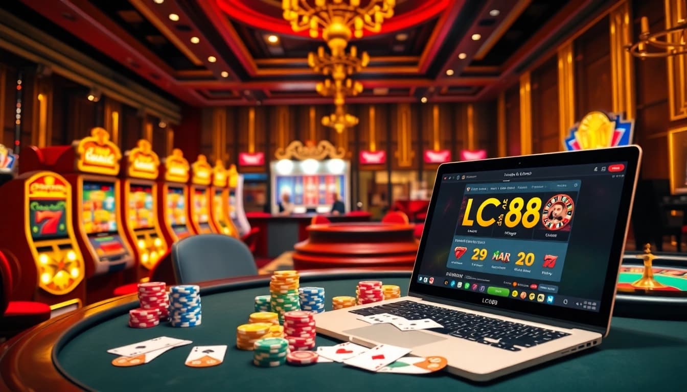 LC88 nhà cái uy tín delivers an exciting online gambling experience with casino tables and vibrant slot machines.