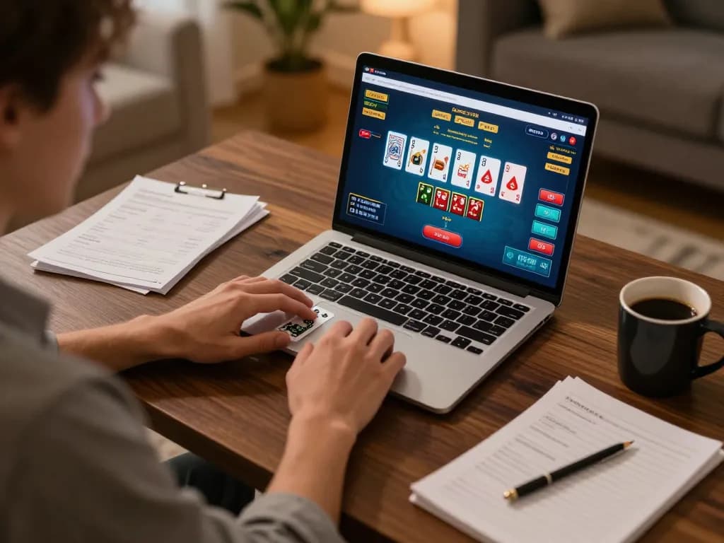 N88 online casino scene featuring live dealer game interface on user’s laptop.